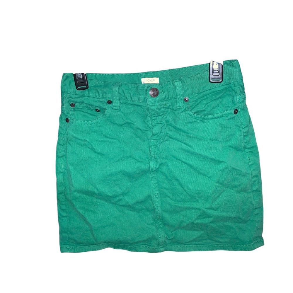 J.Crew Bright True Green‎ Mini Denim Skirt Size 26
